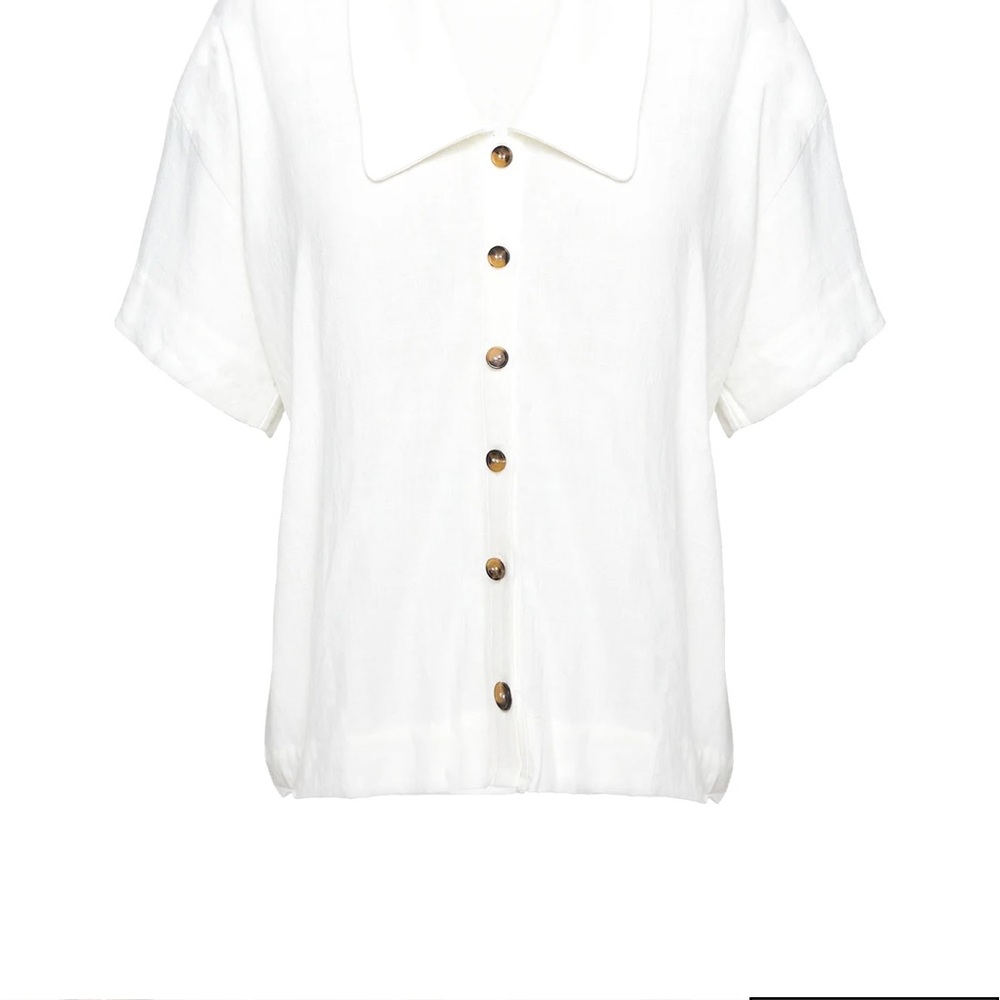 Princess Polly Flax Linen Lenzing Button-Down Shirt size 4 sm-med 8